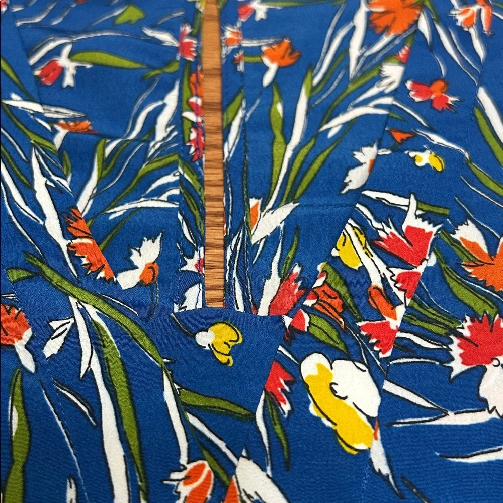 Zara Basic Blue Floral Blouse EUC Size XS - Picture 6 of 6